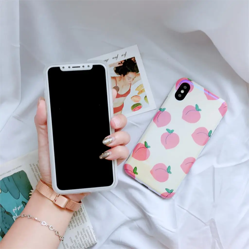 Лето фрукты персик Funda для iphone 7 чехол синий светильник IMD телефона 6 6S 8 Plus X XR XS Max