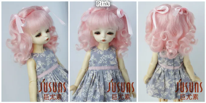 JD187 1/8 1/6 длинные мягкие волнистые с 2 пони BJD мохеровые парики Размер 5-6 дюймов 6-7 дюймов кукольные Парики Модные кукольные аксессуары