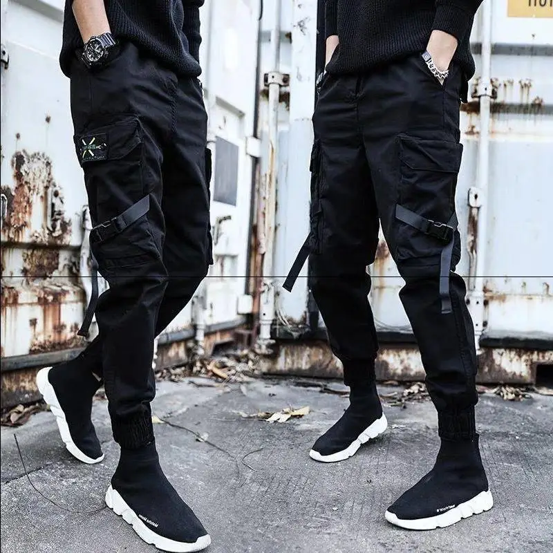 Hip Hop Ankle banded pants Mens Streetwear Black Jogger Pants Men Cargo Pant Trousers Elastic Waist Men Harem Pants