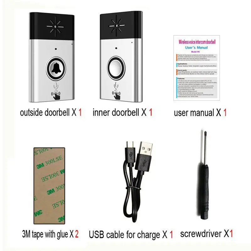 Wireless Intercom Doorbell Portable Door Chimes with Receiver and 1 Push Button Operating at 600-feet Range High Volume | Безопасность и
