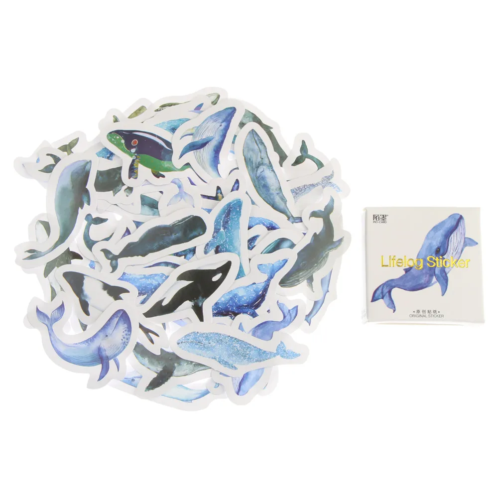 45 шт./упак. мини бумажная наклейка в виде животных голубых китов рыб дневник