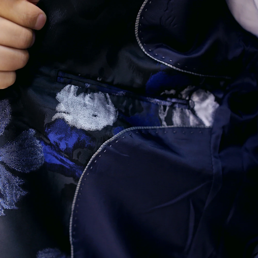 

Nice New (jacket+vest+pants)fashion Casual Men Suit Personality Floral Slim Male Groom Suits Single Breasted three-piece Suits