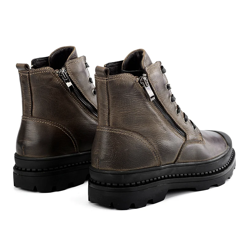 

AKZ 2018 New Fashion Genuine Leather Work Boots Autumn Winter Men's Ankle Boots Warm Martin boots Male Snow Boots size 38-47