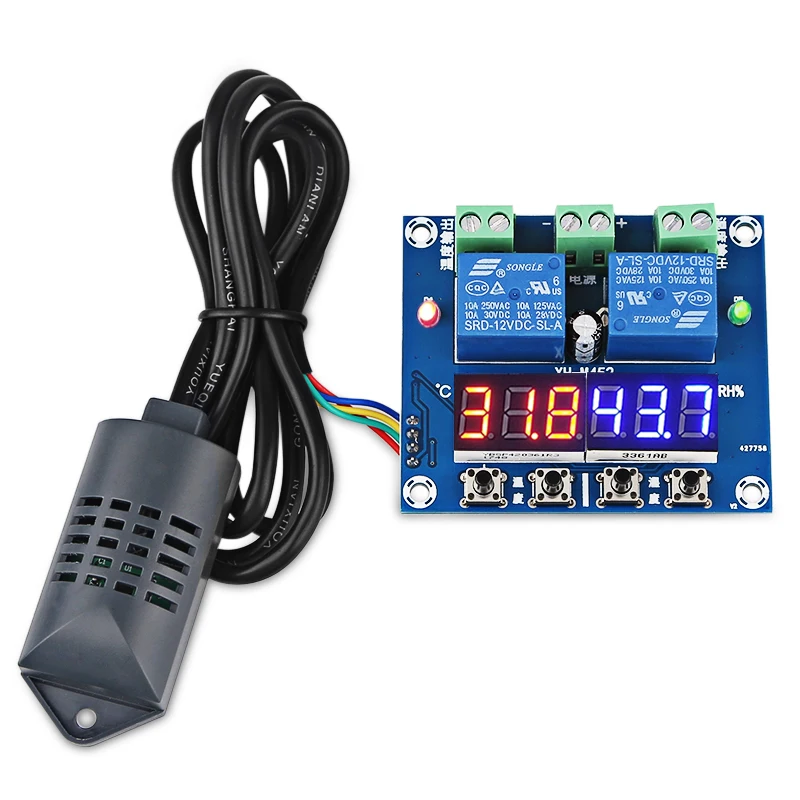 DC12V светодиодный цифровой дисплей с двумя выходами Регулятор температуры и влажности XH-M452 Термостат Регулятор термометр гигрометр