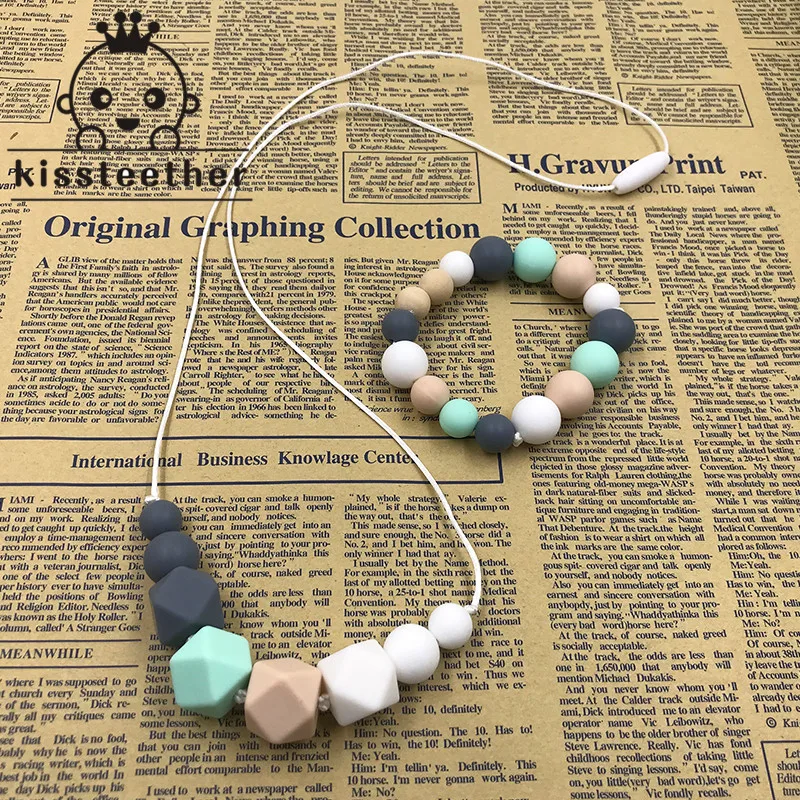 Collar de dentici&oacute;n de beb&eacute; para mam&aacute;, collar de dentici&oacute;n de silicona, pulsera sin BPA-1