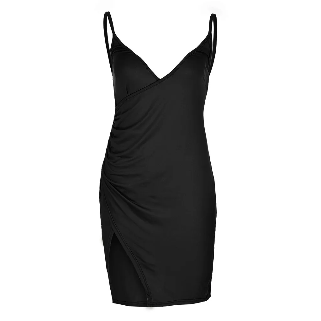 Black CHAMSGEND/модное мини-платье на бретельках; пикантные женские вечерние платья; элегантное платье для женщин; облегающее платье на завязках; vestidos; 7. Apr.7 - Цвет: Black