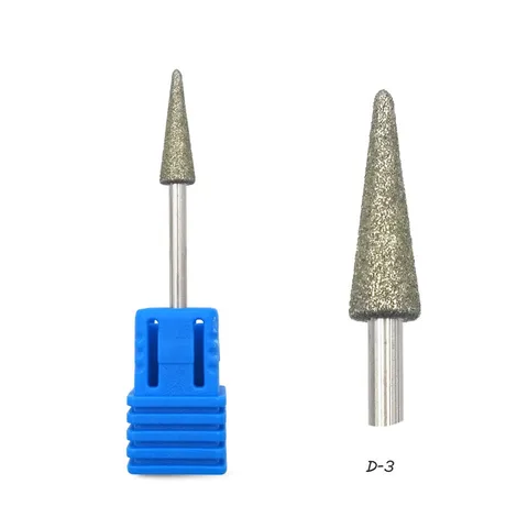 Коническое алмазное сверло HYTOOS для ногтей 3/32 дюйма, роторные фрезы для маникюра, фрезы для ногтей, аксессуары для сверления, красота ногтей Tools-D-3