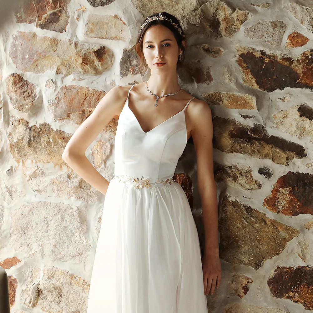 Женский элегантный пояс с жемчужинами эластичный пряжкой и жемчужной цепочкой