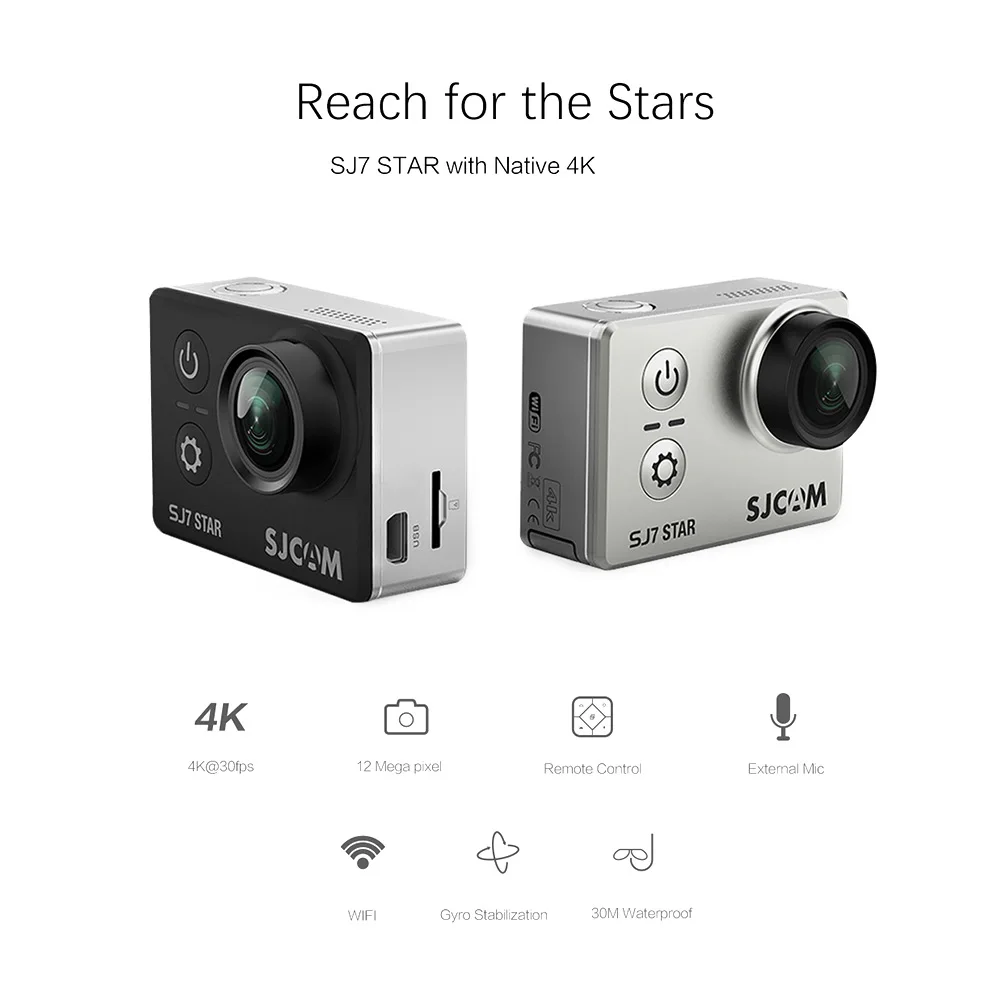 SJCAM SJ7 STAR 4 K/30FPS Wi-Fi экшн-Камера с 2-дюймовым Сенсорный экран дистанционного Управление Спортивная водоотталкивающая Камера GoPro для стабилизации гироскопа Водонепроницаемый