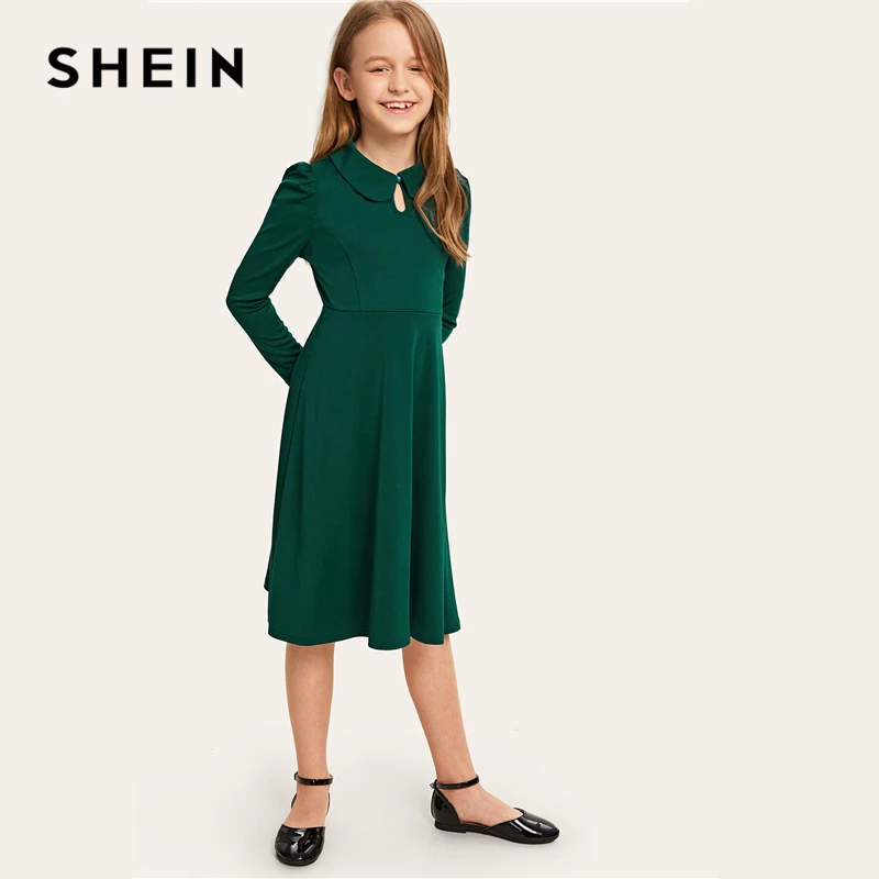 SHEIN Kiddie/красное однотонное расклешенное платье с оборками, трапециевидной формы, с поясом, летнее праздничное платье, рукав-волан, с пуговицами на спине, платья-миди для девочек