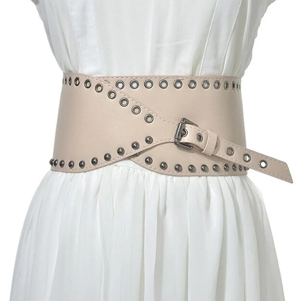 Женские ремни черные винтажные широкие из искусственной полиуретановой кожи с