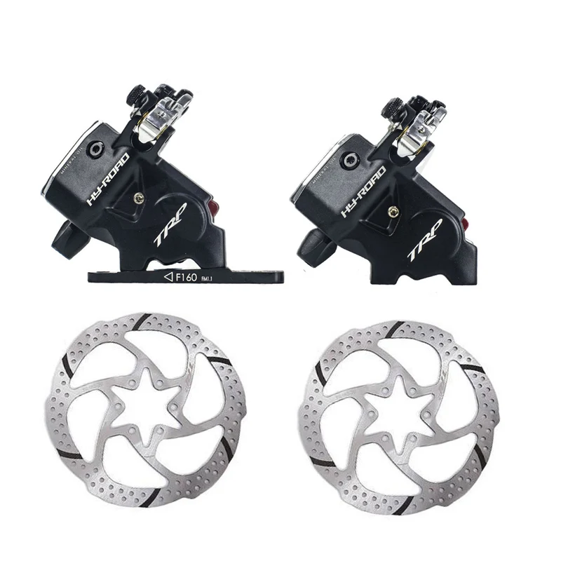 pair with rotor TRP HY/RD плоский монтажный кабель приводной Гидравлический дисковый тормоз передний 160 мм задний 140 мм, w/or w/o ротор дорожный CX тормозной суппорт для велосипеда - Цвет: pair with rotor