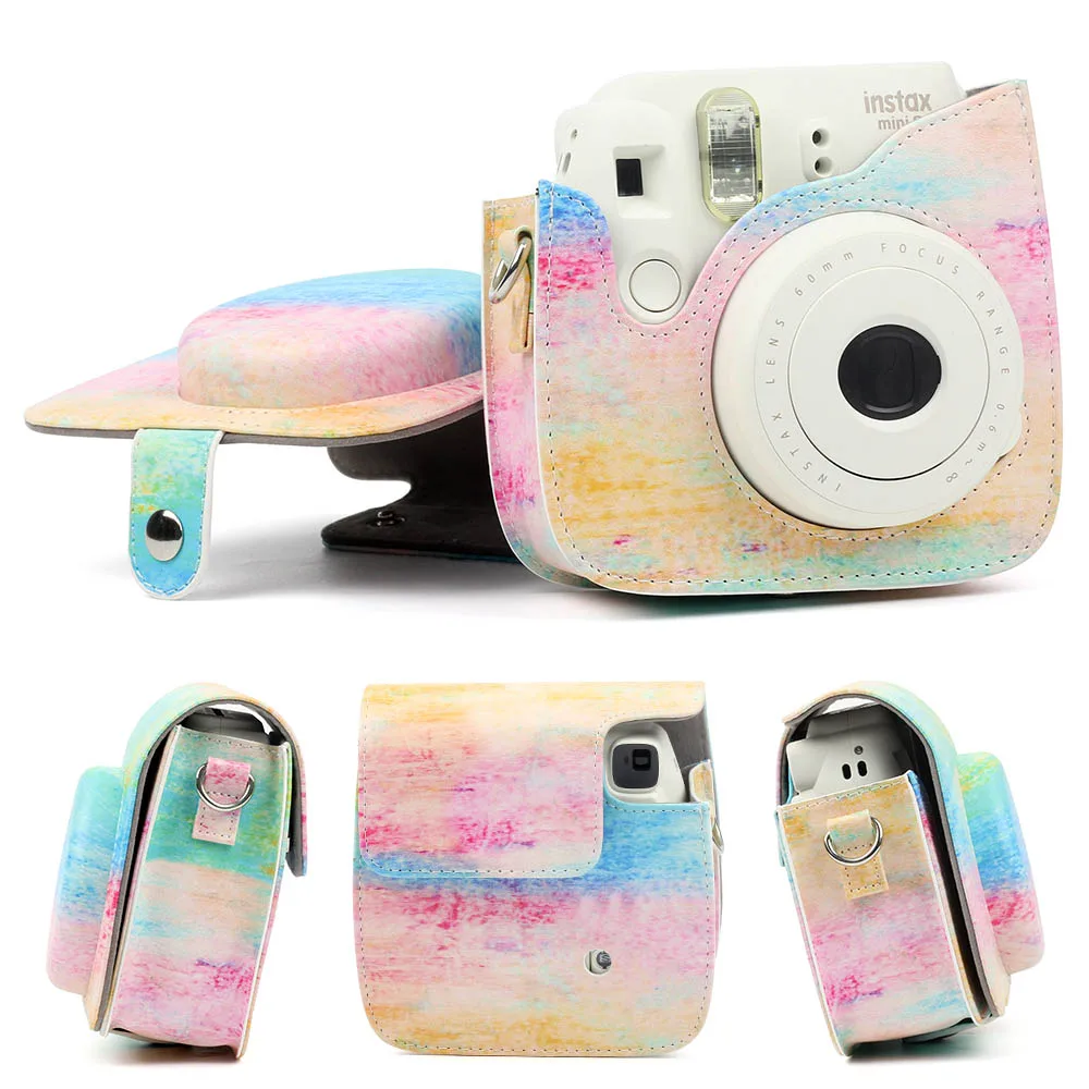Watercolor package Для камеры Polaroid для Fuji Fujifilm Instax Mini 8/9 Классическая Ретро камера из искусственной кожи с ремешком сумка чехол защитный чехол - Цвет: Watercolor package