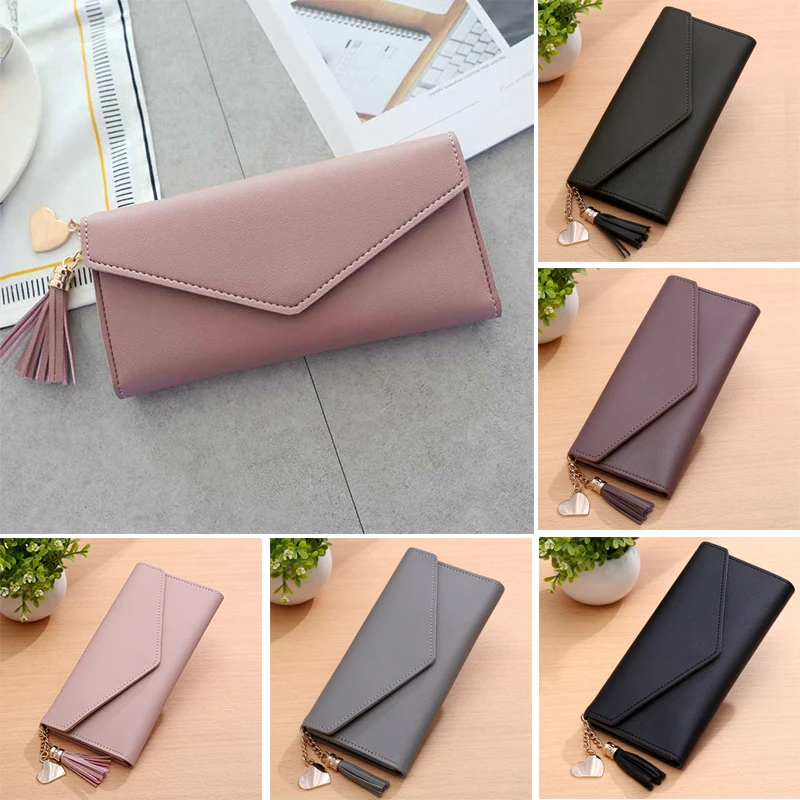 Длинный кошелек женские кошельки с кисточками модный для монет держатель карт