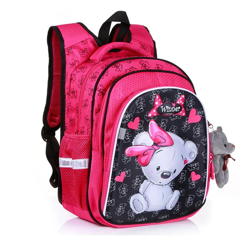 bear8020 Высококачественные школьные сумки с рисунком из мультфильма, рюкзак для девочек и мальчиков, Детские ортопедические рюкзаки для начальной школы mochila escolar, класс 1-3 - Цвет: bear8020