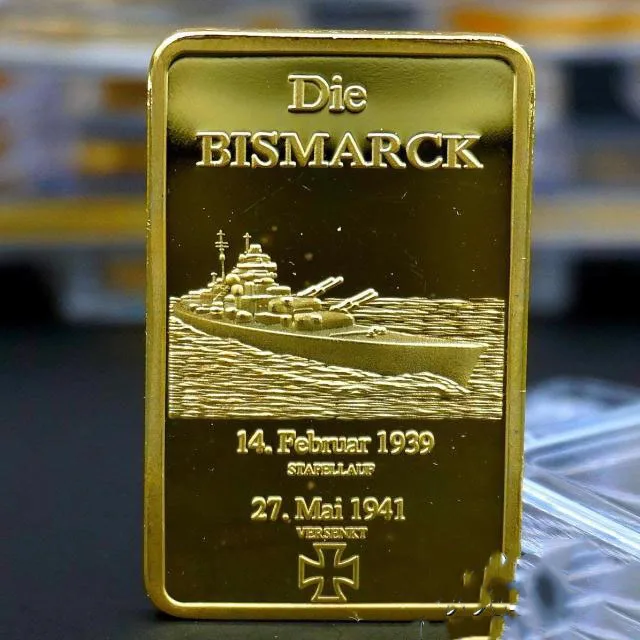 Германия Бисмарк линкор Золотая монета памятная бар 1 унция сувенирные слитки