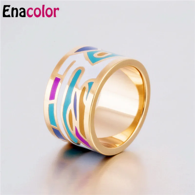 Enaccolor Band трендовые большие кольца из нержавеющей стали для женщин наполненные
