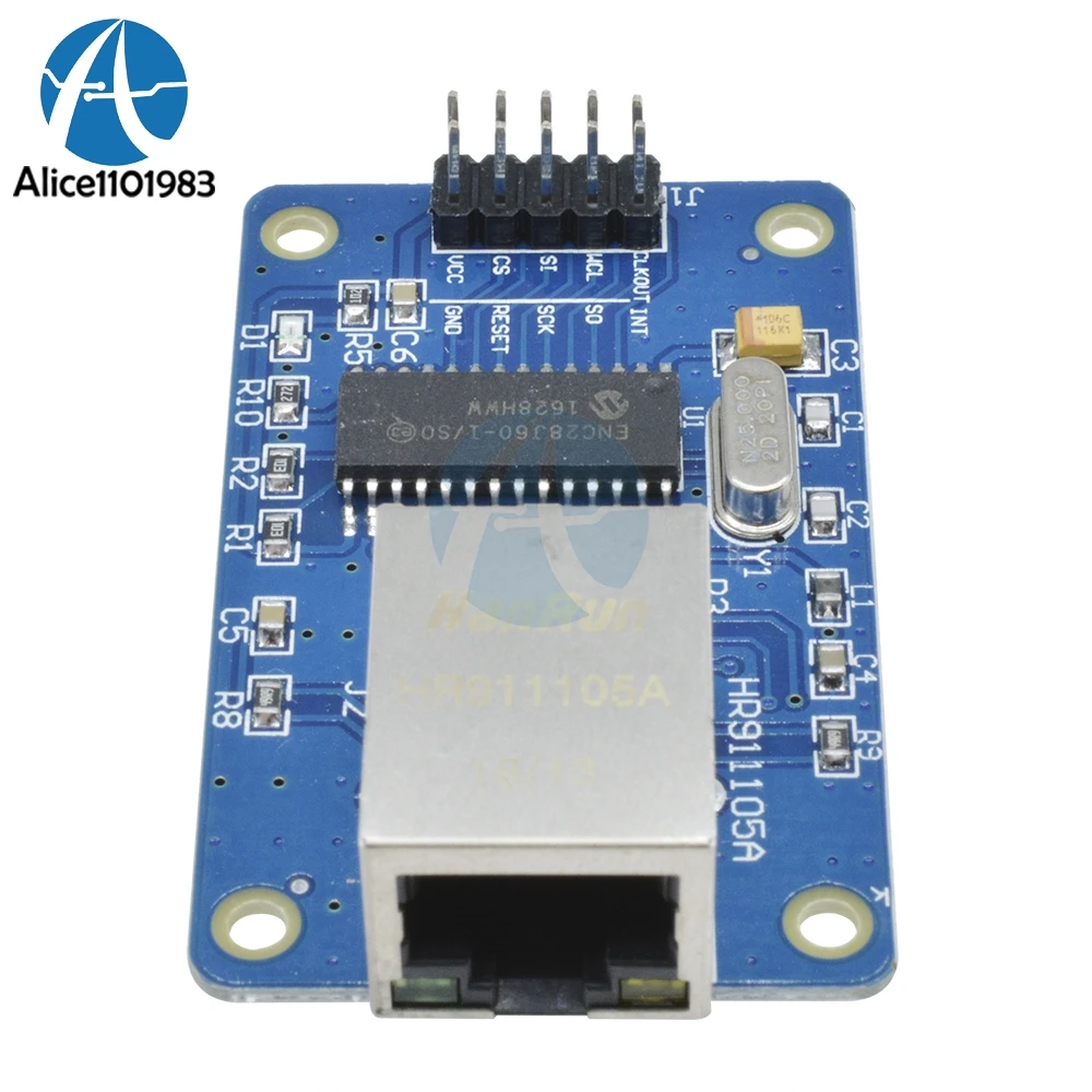 Сетевая плата ENC28J60 LAN Ethernet 25 МГц Кристальный AVR 51 LPC STM32 3 В|Интегральные схемы| |