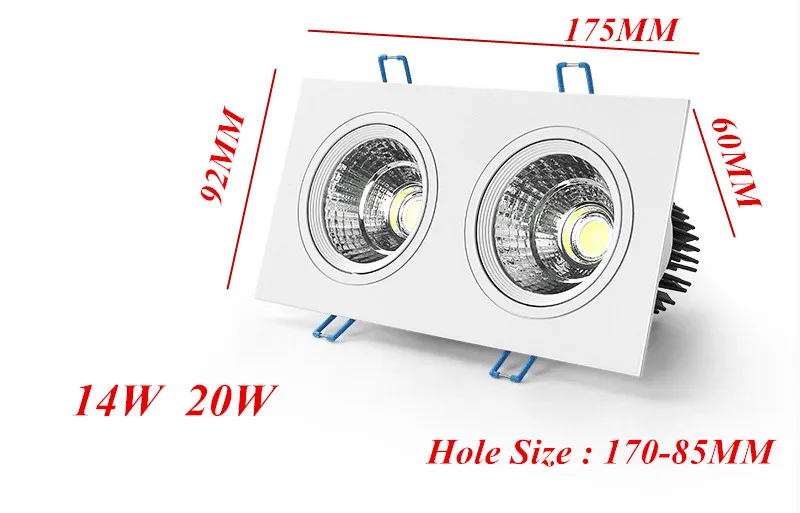 Ультраяркий квадратный светодиодный Диммируемый Точечный светильник 7 Вт 10 14 20