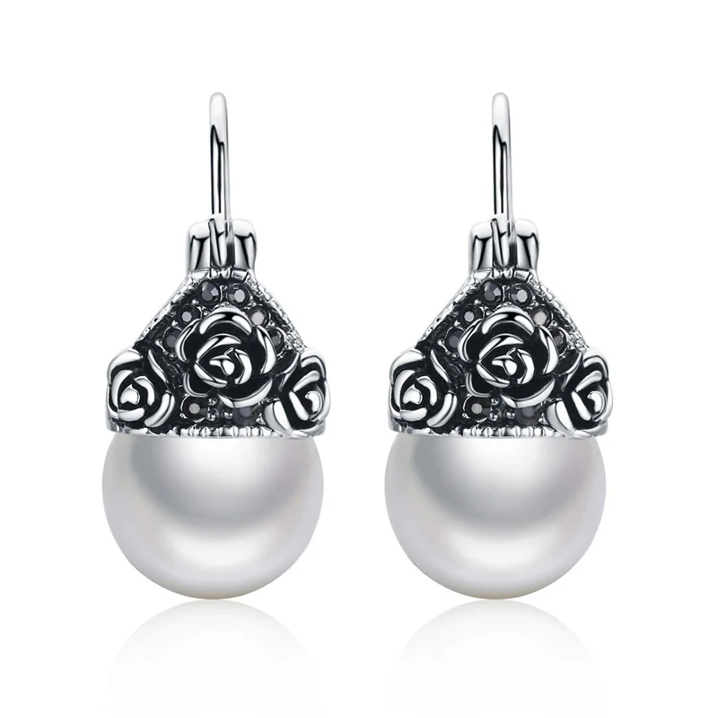 MOONROCY Free Shipping Fashion Jewelry wholesale Vintage Cubic Zirconia Crystal Imitation Pearl Earrings Vintage rings Gift