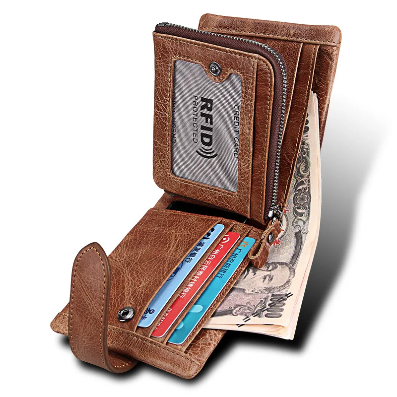 RFID 100% натуральная кожа мужские кошельки винтажные маленькие короткие портмоне с