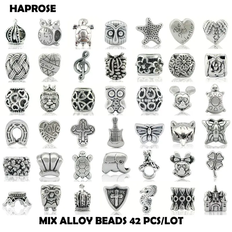 Оригинальные брендовые Бусы из серебра 42 шт./компл. с милыми животными цветами