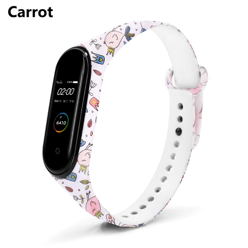 Carrot BOORUI новейший mi band 4 ремешок водонепроницаемый силиконовый ремень с цветами mi band 4 аксессуары сменный ремешок для xiaomi mi 4 - Цвет: Carrot