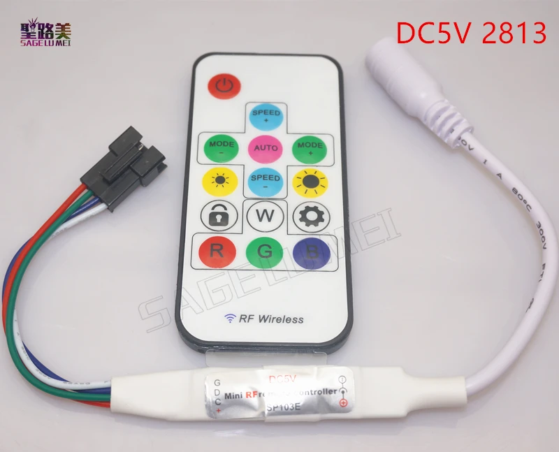 DC5V ws2812b ws2813 DC12V 2811 Цифровой RGB полосы ленты светодиодный контроллер 14Key РЧ