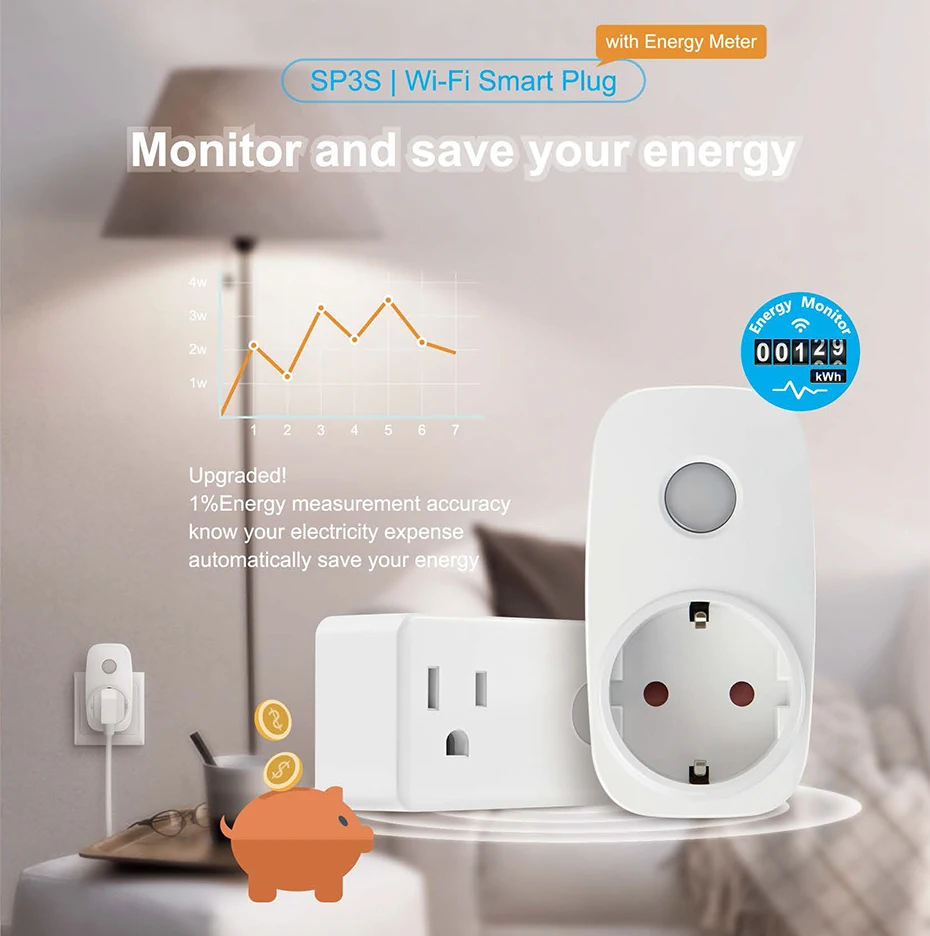 Broadlink Sp3s монитор Smart Draadloze Wifi розетка Afstandsbediening Met измеритель мощности контроллер