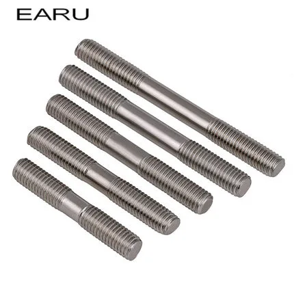 2pieces M10*200 Tooth Length 28mm 304 Stainless Steel Stud Rod Tooth Stick Double Head Screw Bolt GB Metric Standard