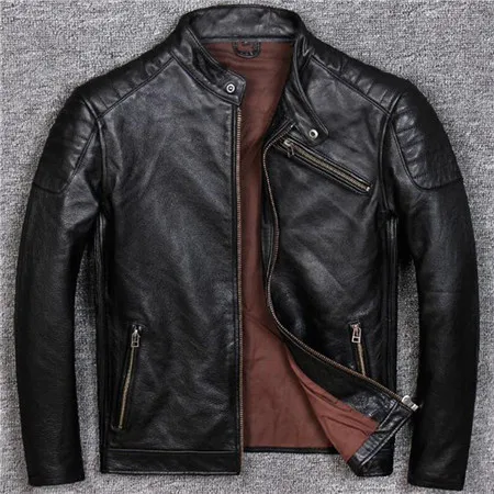 Cow Leather Black Европейский стандарт качества, мужские пальто из коровьей кожи, реальное изображение, мужская куртка-бомбер, мужская куртка из натуральной кожи XXXXL, пальто A570 - Цвет: Cow Leather Black