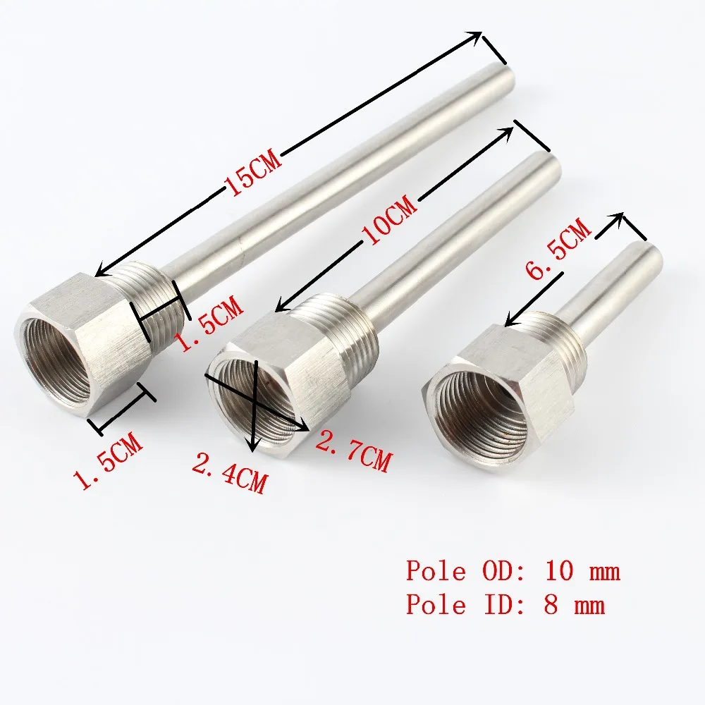 Комплект Thermowell из нержавеющей стали 304 от 6 5 см до 15 с 1/2 ''замком DN15 гайка термометр для домашнего