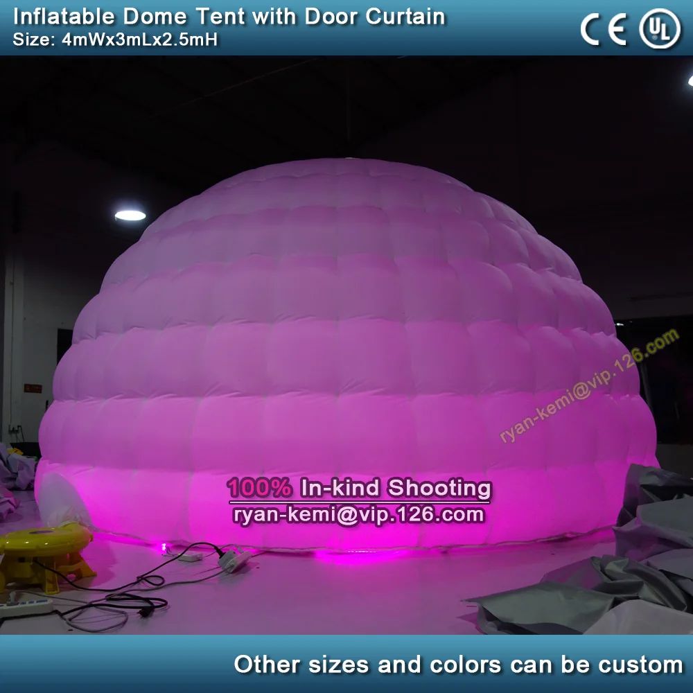 4mWx3mDx2. 5mH надувной igloo палатка с меняющим цвет светодиодный s надувной купол палатка с светодиодный вечерние надувные события шатер