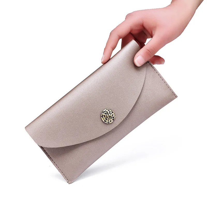 

2017 New Women's Slim Wallets Simple Leather Handbag Money Holder