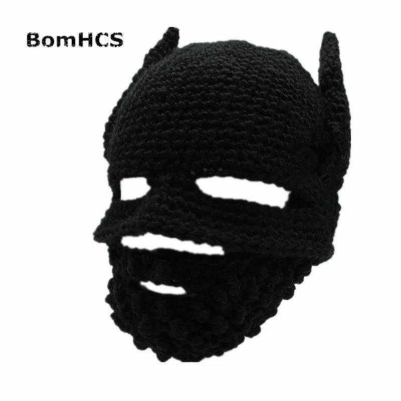 BomHCS шапка с бородой рыцарская Gorro ручной работы вязаная крючком зимняя теплая