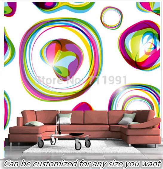 Бесплатная доставка пользовательские фрески цвета и формы стены Современные 3D