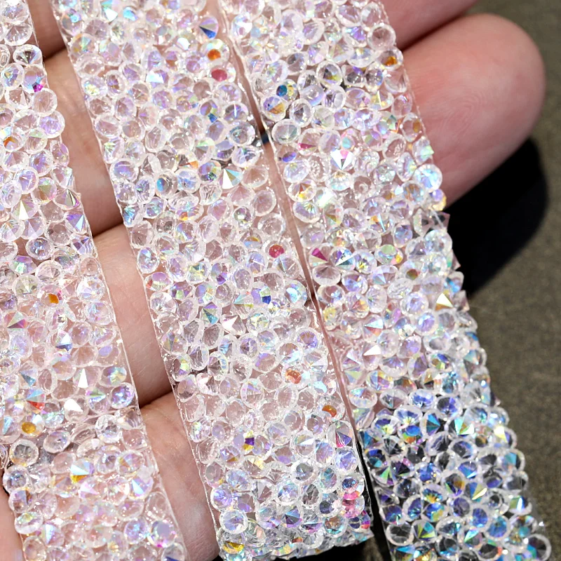 1 ярд блестящие стразы с горячей фиксацией мотивы лентой кристаллы термоклейкие