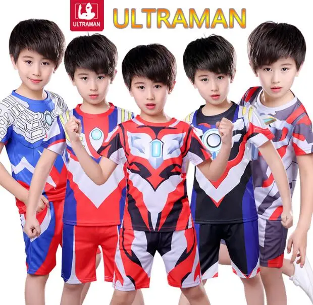 Детский костюм Ultraman с короткими рукавами для костюмированной вечеринки детский для ребенка для мальчика, костюм Ultraman dyna tiga для девочки, костюм Ultraman, быстросохнущая рубашка, одежда