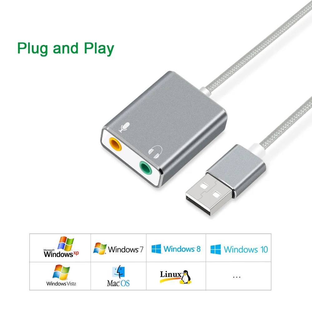 Внешняя звуковая карта GOOJODOQ для наушников 3D стерео USB аудио адаптер Новая