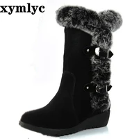 2020 new hot women boots autumn flock winter ladies fashion snow boots shoes thigh high suede mid calf boots big size 35 42