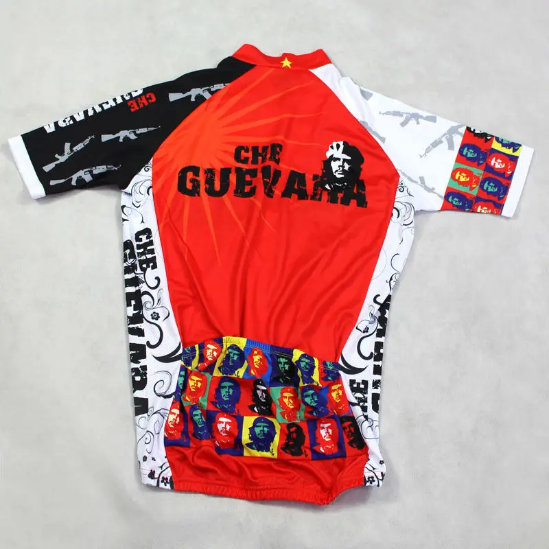 

Men Short Sleeve Cycling Jersey Che Guevara Full Zipper Bike / Bicycle Outdoor Shirt Red Cycling Clothing Size XS-5XL