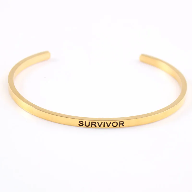 Открытые Браслеты манжеты из нержавеющей стали SURVIVOR 316L браслеты золотого цвета