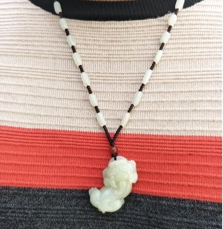 

and Hetian Jade Pixiu pendant male natural authentic female Xinjiang white Jade male opening fortune Jade pendant couple
