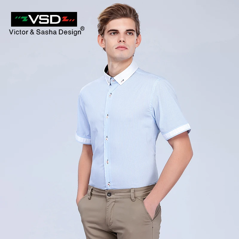 VSD 2017 Лето Социальной Masculina Хлопчатобумажную Рубашку Дышащий Мужчины Рубашки С