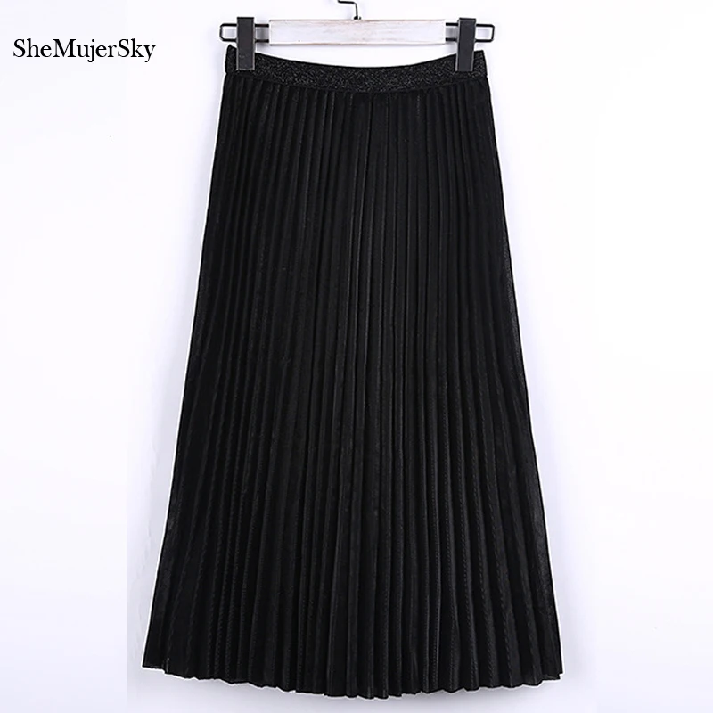 Осень 2021 женские юбки с золотыми блестками винтажные зеленые миди женская