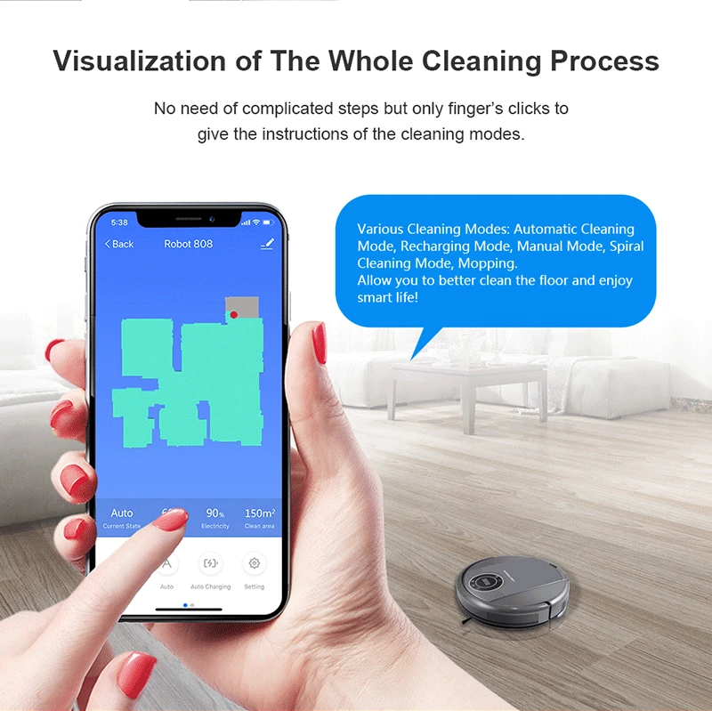 LIECTROUX ZK808 робот пылесос, WiFi App управление, картография,Гироскоп навикация, с памятью, УФ лампа, влажная и сухая уборка, моющий, всасывание 3000па,безщеточный мотор