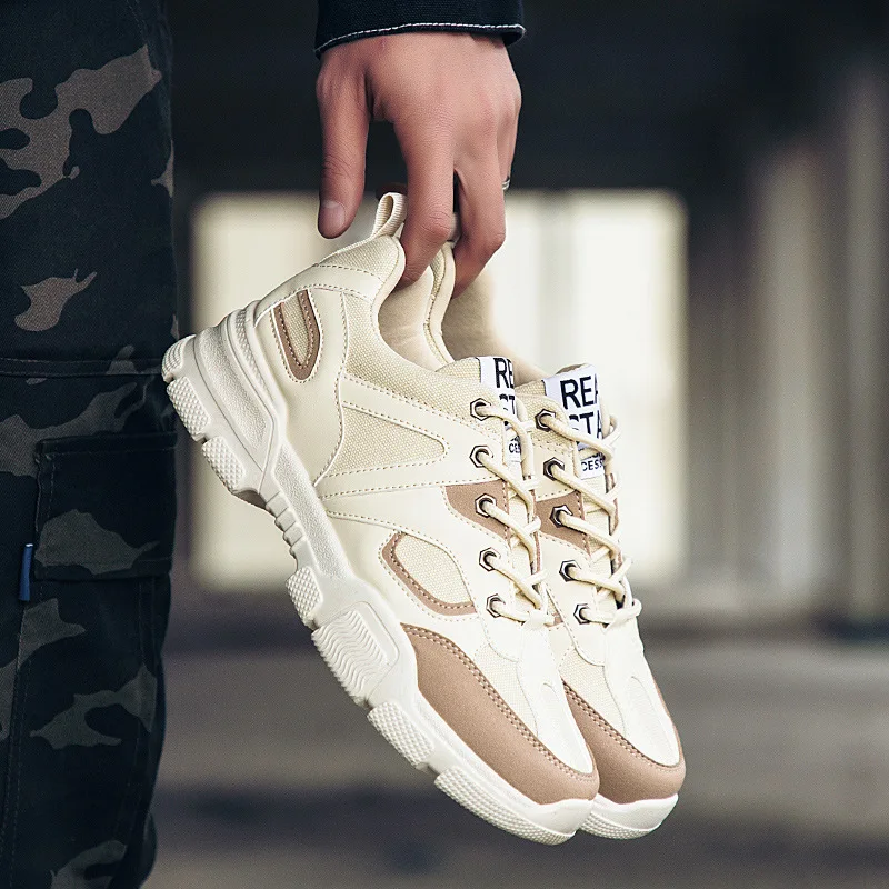 High Top Sneakers Men Fashion 2019 New Breathable Casual Shoes All Black Khaki Tenis Masculino Outdoor Walking Movement Shoe |