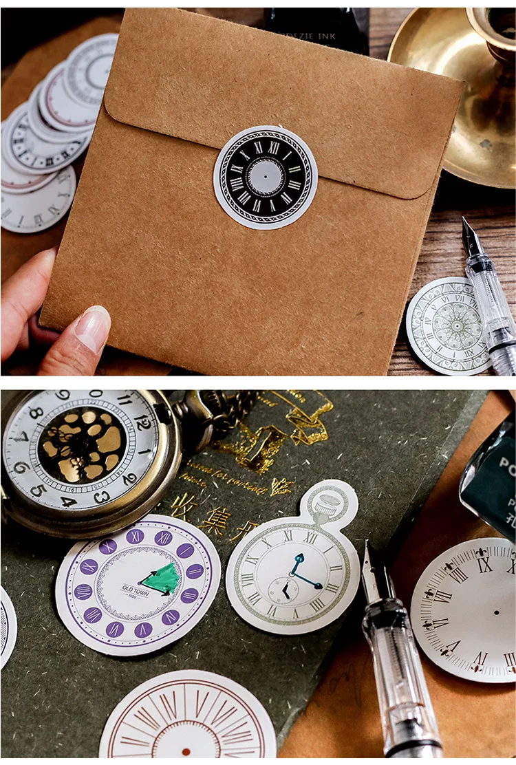 46 шт. винтажные наклейки на часы Ретро часы Diy время декоративные клеящиеся бумажные наклейки Скрапбукинг Дневник украшения фотоальбомы