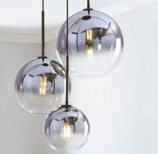 Silver color LukLoy Лофт современный подвесной светильник серебряное золото стеклянный шар подвесной светильник висячий светильник кухонный светильник закрепленный светильник для столовой гостиной - Цвет корпуса: Silver color