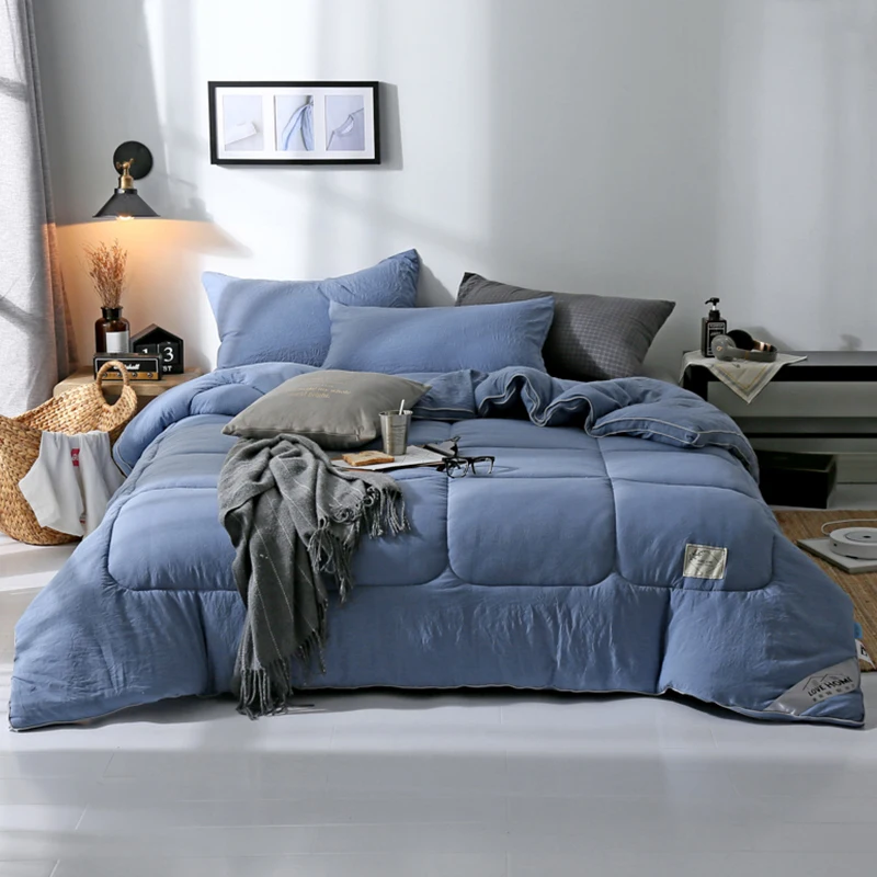 

All-Season Reversible Washed Ultra Soft Quilted Comforter Hypoallergenic Plush Microfiber Fill Machine Washable Twin Queen King